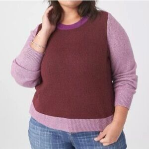 NWT Lane Bryant Size 22/24 Womens Pullover Colorblock Sweater Purple Multicolor